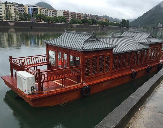 廠家直銷大型仿古電動(dòng)觀光游船 餐飲船 公園景區(qū)畫(huà)舫木船